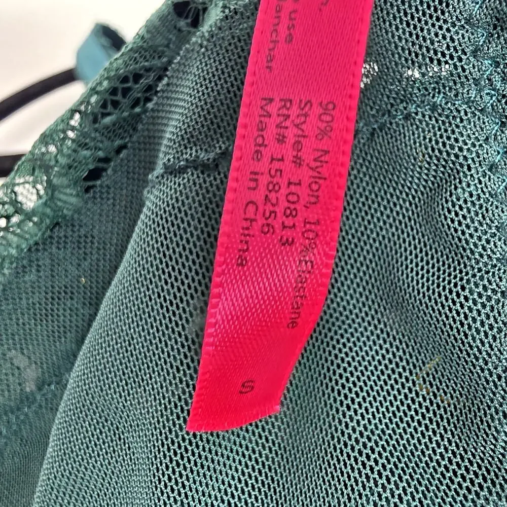 NWOT Seven ‘Til Midnight Green Satin & Lace Bustier with Garter Straps Size S